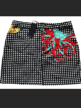 The Kit By Daniel Vosovic Skirt Gingham Floral Organic Cotton Size L Designer